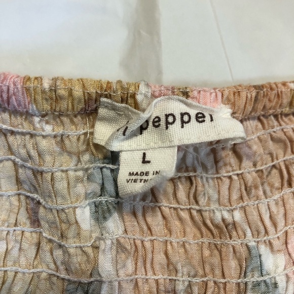 Blu Pepper Women’s Puff Sleeve Pullover Crinkled Multicolor Floral Dress size L - Picture 5 of 9